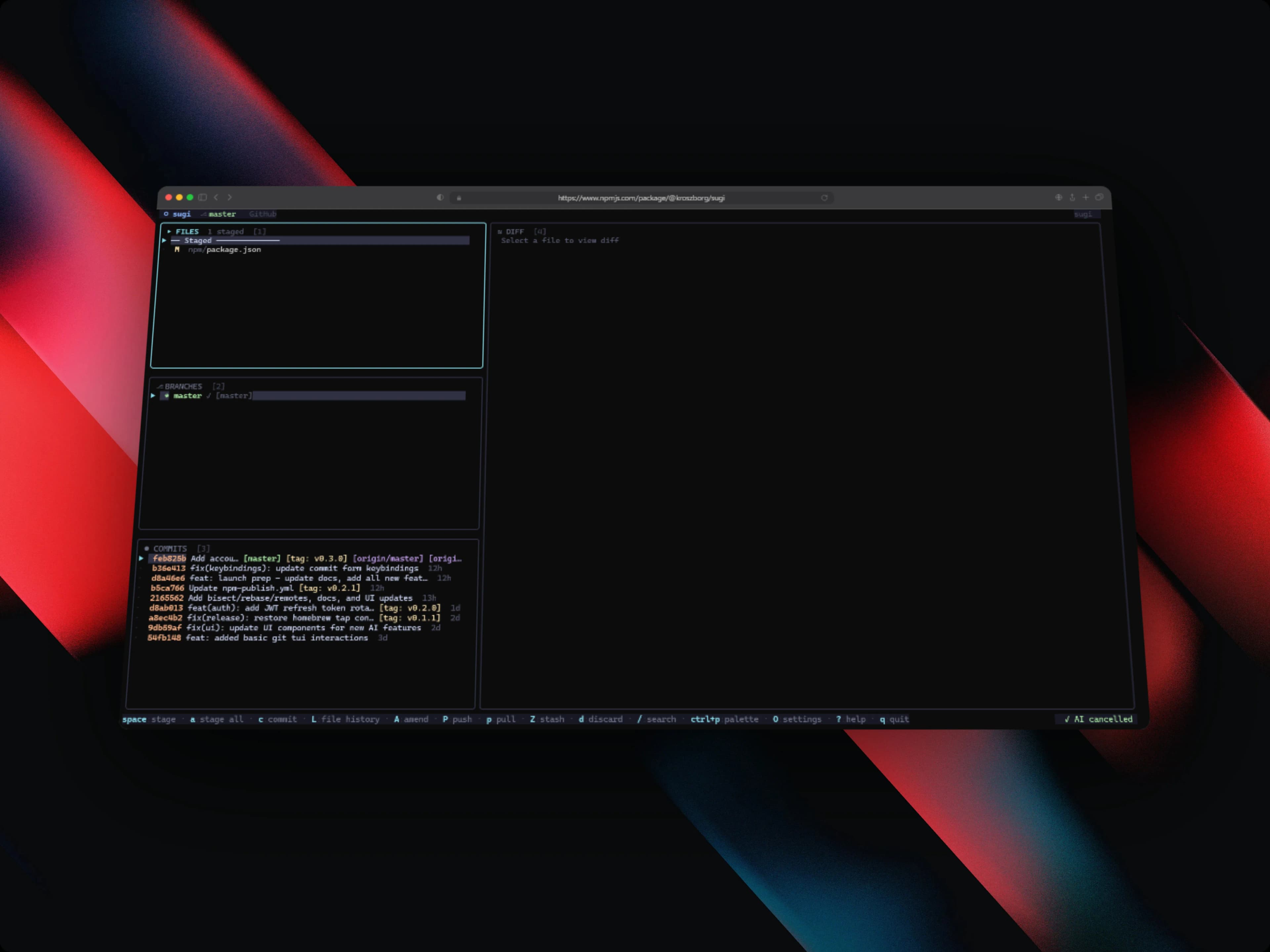 Sugi - Terminal UI Git Client